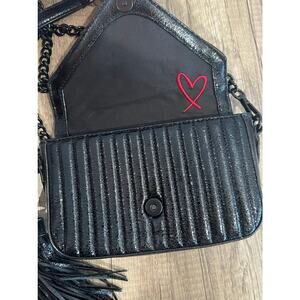 Victoria’s Secret Quilted Crossbody Bag with Tassel – Black